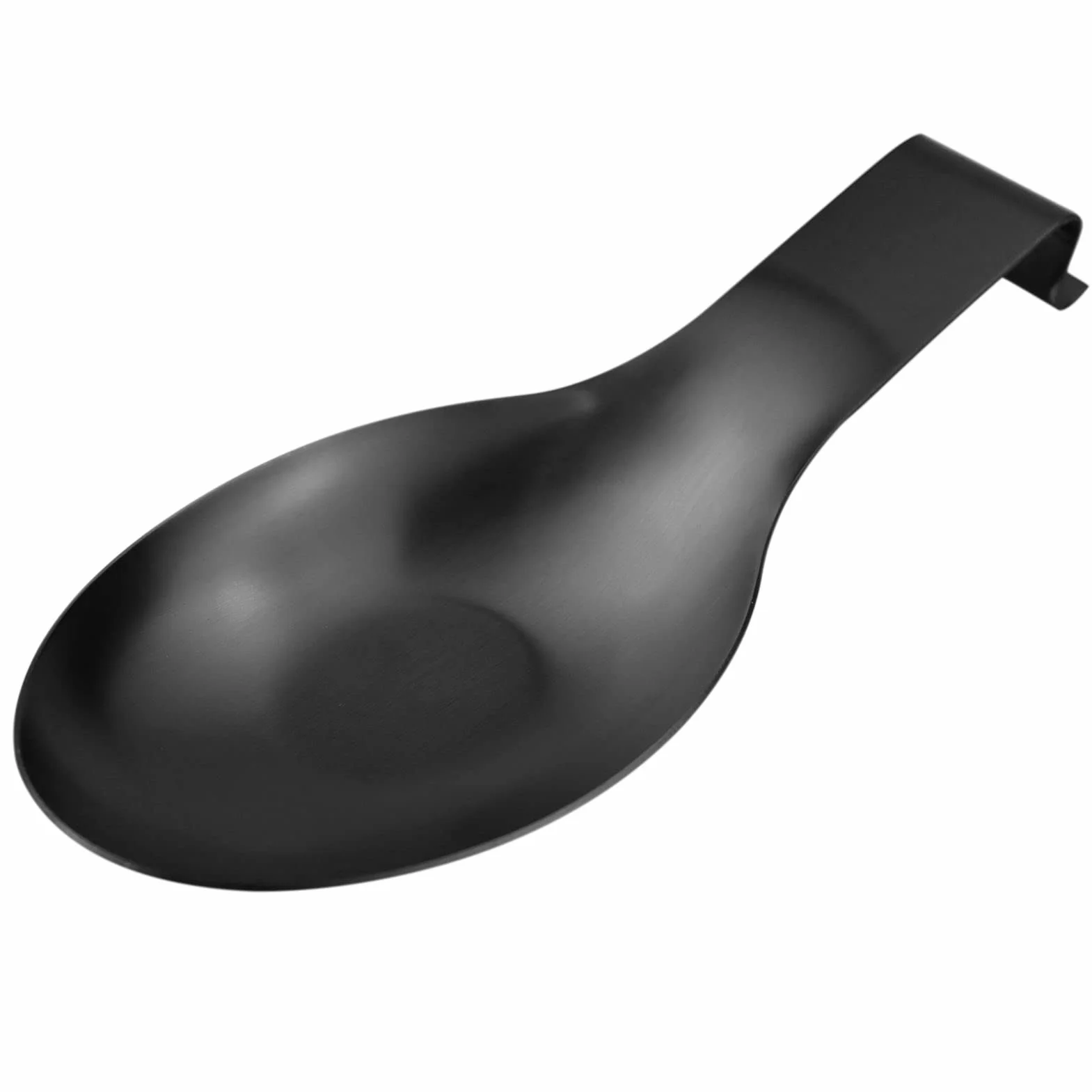 LAMXD Riposare Cucchiaio in Nero Opaco, Porta Utensili Da Cucina in Acciaio Inossidabile per Fornello, Mestoli, Pinze, Spatola (1PC-9,5 Pollici)