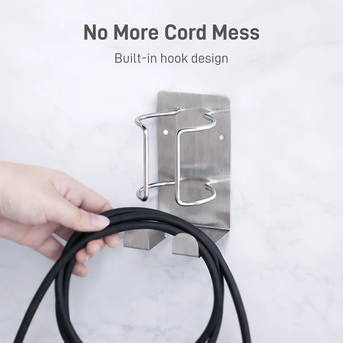 Supporto per Dyson Airwrap, Porta Piastra in Acciaio Inossidabile Senza Forare, Supporto da Parete per Dyson Airstraight con Gancio per Cavo, Installazione Adesiva o con Viti per Bagno