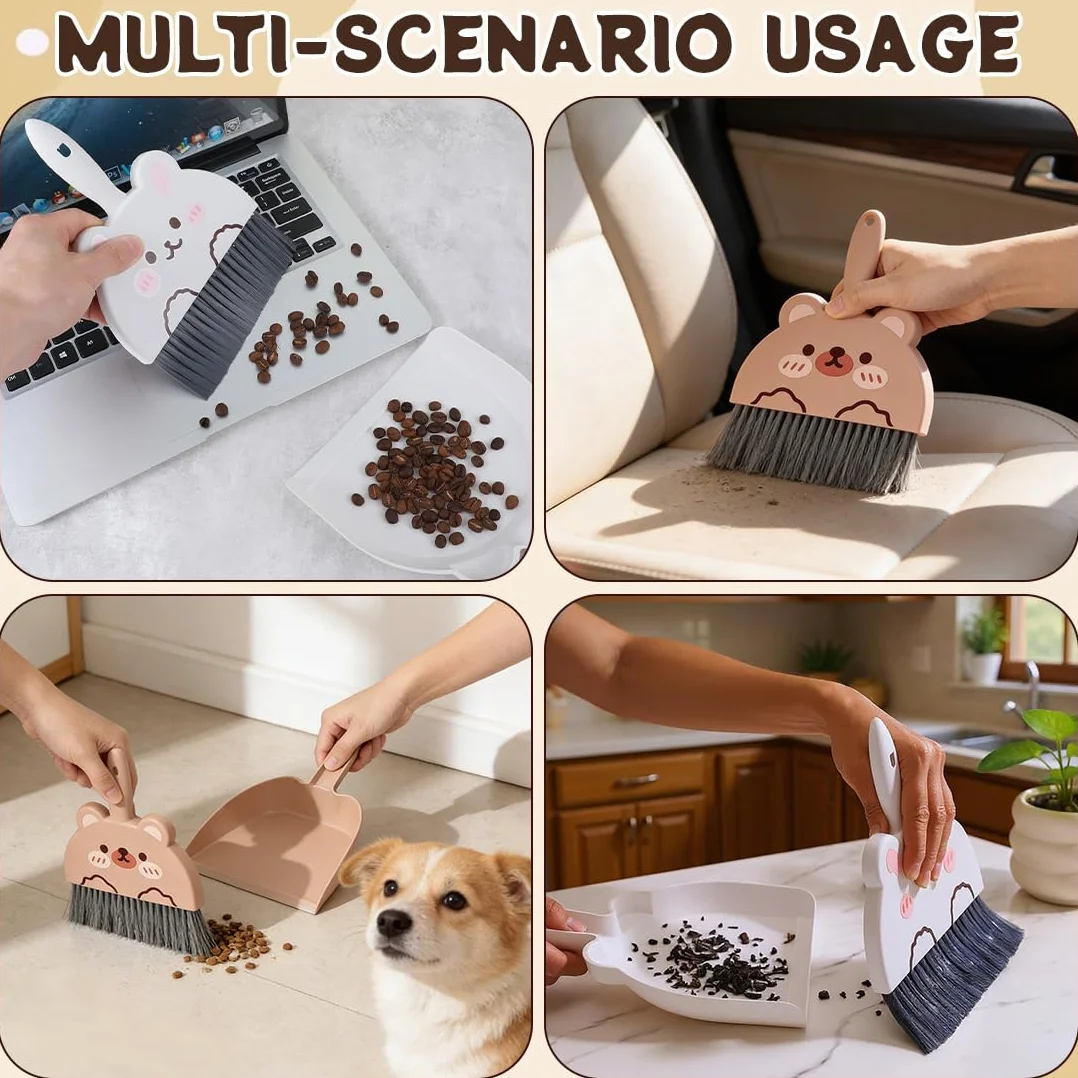 2 Pcs scopa e paletta, paletta scopa, scopa paletta, Mini scopa e pala, scopa e scopa a mano, piccola scopa da tavolo con paletta, set di mini scopa per casa, ufficio, scuola e animali domestici