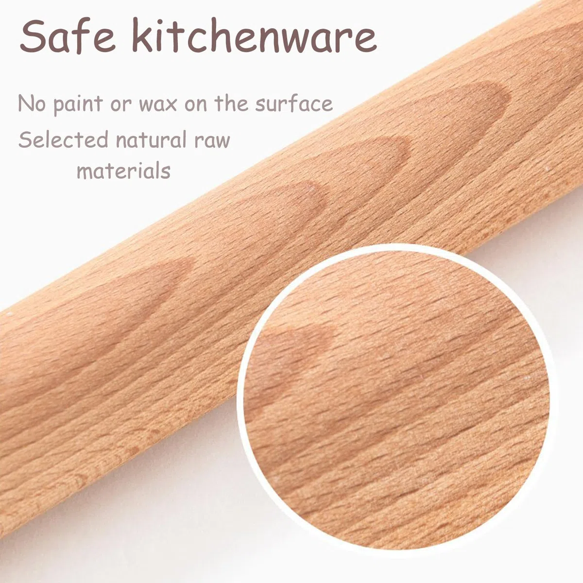 Mattarello in legno di faggio, 5 pezzi, per pizza, pasta, pane (marrone)