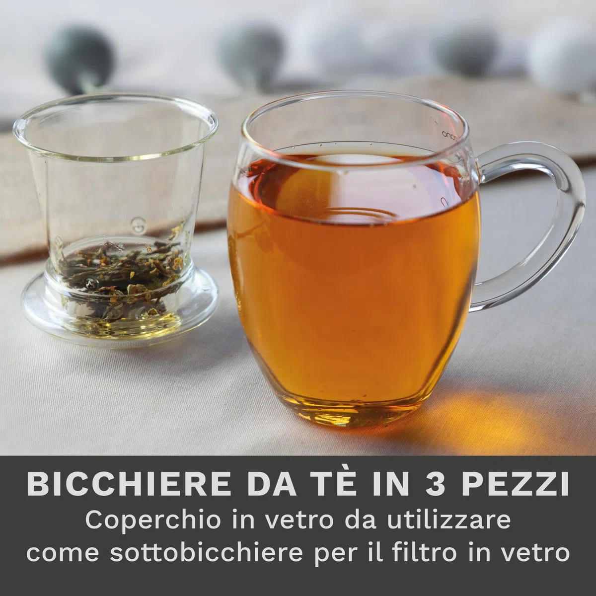 Creano Bicchiere da Tè Sfuso Tutto in Uno da 400 ml, Grande Tazza da Tè con Filtro in Vetro e Coperchio in Vetro, Teiera in Attraente Confezione Regalo Trasparente 1 Pezzo (Confezione da 1)