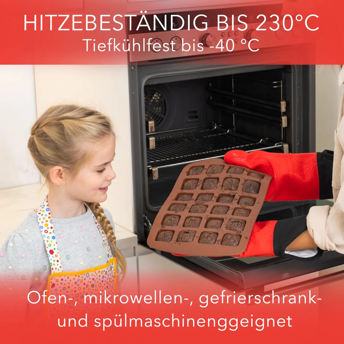 AVANA Brownie - Teglia da forno in silicone, senza BPA, antiaderente, 24 stampi per brownie