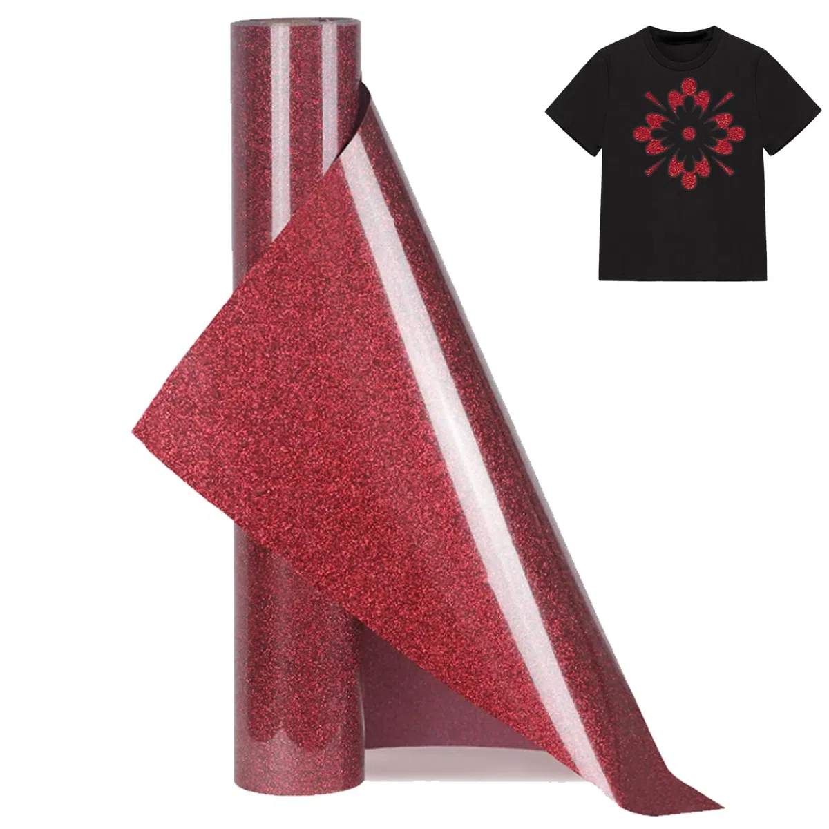 Vinile Termoadesivo per Tessuti,30 x 150 cm Rotoli di Vinile Trasferimento Termico,HTV Foglio di Trasferimento di Glitter per tessuti,T-Shirt,Termovinile vinile per Cricut (rosso lampeggiante)