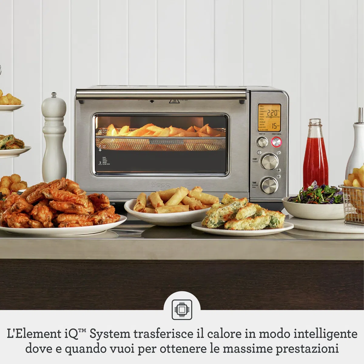 Sage - The Smart Oven Air Fryer - Tosta, Griglia, Cuoce, Arrostisce, Frigge All'Aria, Riscalda e Cuoce Lentamente - Acciaio Inox Spazzolato