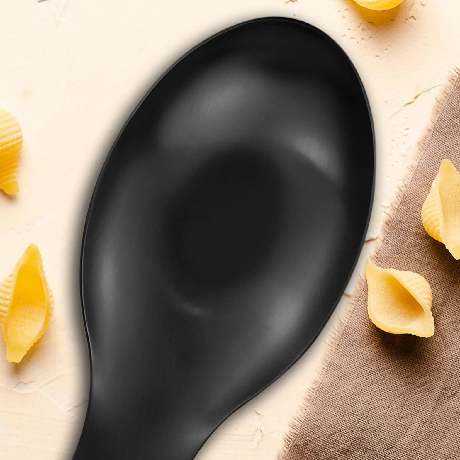 LAMXD Riposare Cucchiaio in Nero Opaco, Porta Utensili Da Cucina in Acciaio Inossidabile per Fornello, Mestoli, Pinze, Spatola (1PC-9,5 Pollici)