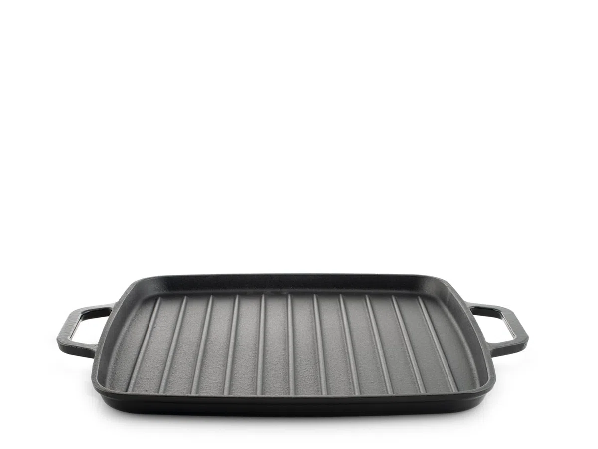 H&H Bistecchiera in Ghisa Smaltata Quadrata 32 cm con 2 Manici – Compatibile con Induzione e Tutti i Piani Cottura
