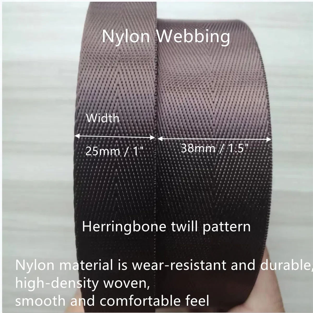 Cinghia in Tessuto 25mm di Larghezza, Lunghezza 5 Iarde Nastro in Nylon per Borse, Zaino, Cintura, Artigianato Fai da Te, Maniglie, Bagagli, Carico