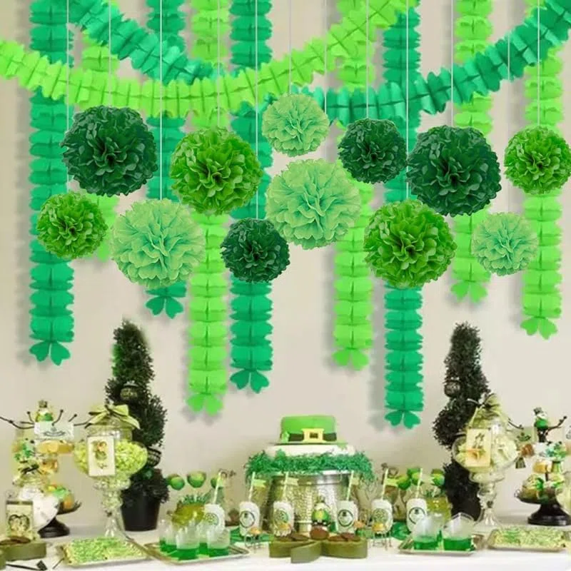 12 Pezzi Pompon di Fiori Verdi Pompon di Carta Velina 3 Misure Pompon Decorativi per Feste Pompons Decorativi Fiori di Carta Decorativi Adatto per Matrimoni Decorazioni per Feste di Compleanno