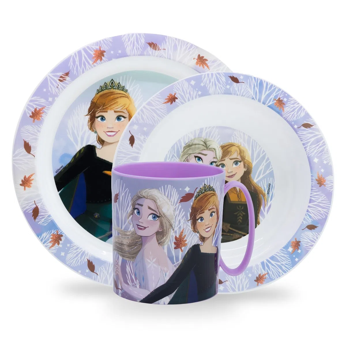 Set Stoviglie Riutilizzabili Per Bambini Elsa, Piatti Plastica Per Asilo, Scoula, Piatto, Ciotola, Tazza, Set Svezzamento Andata Per Microonde, Set Piatti 3 Pezzi, Frozen