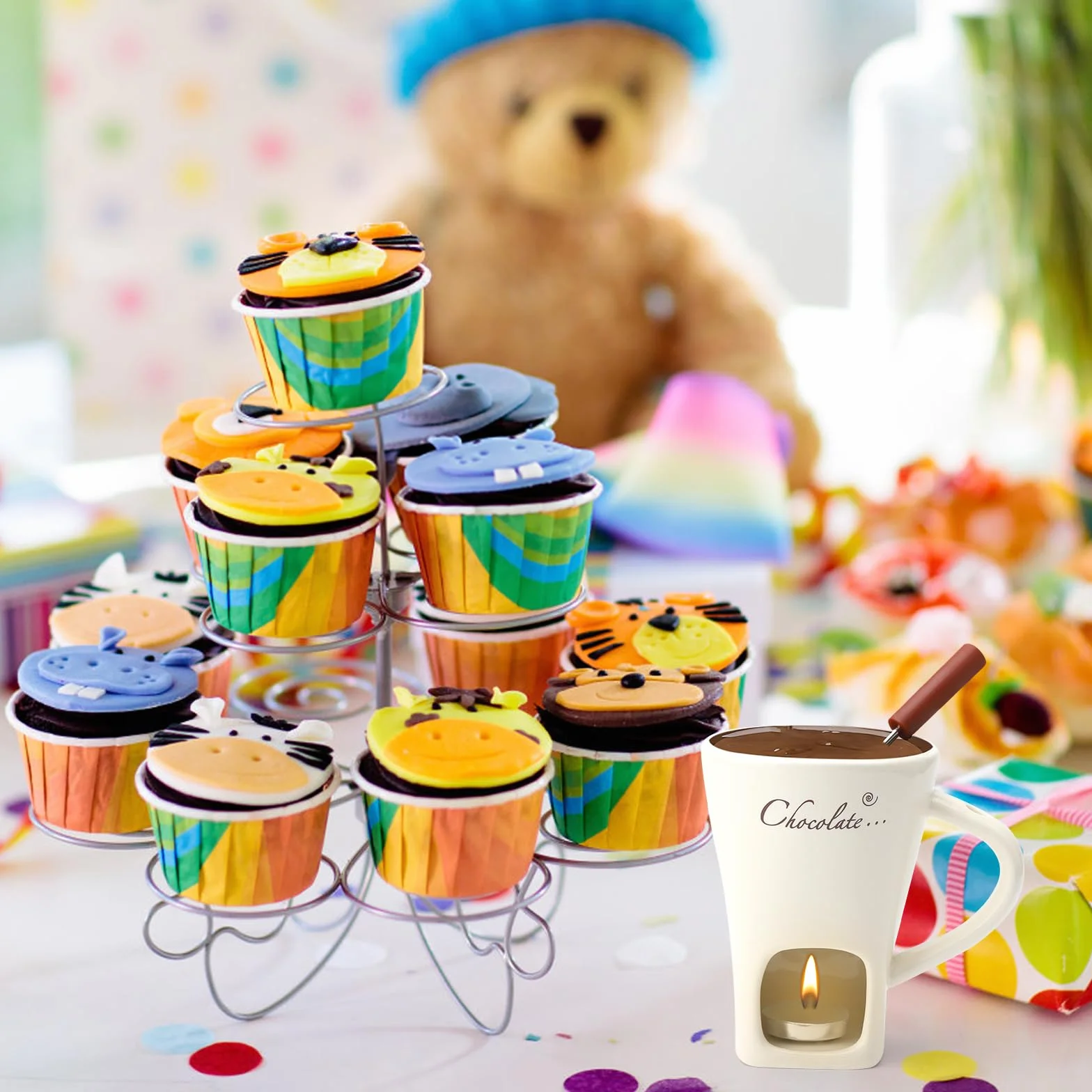 Set per fonduta di cioccolato in ceramica 130ML Tazza per fonduta di cioccolato con porta candele e forchette Set per fonduta di cioccolato Set per fonduta di cioccolato per cioccolato