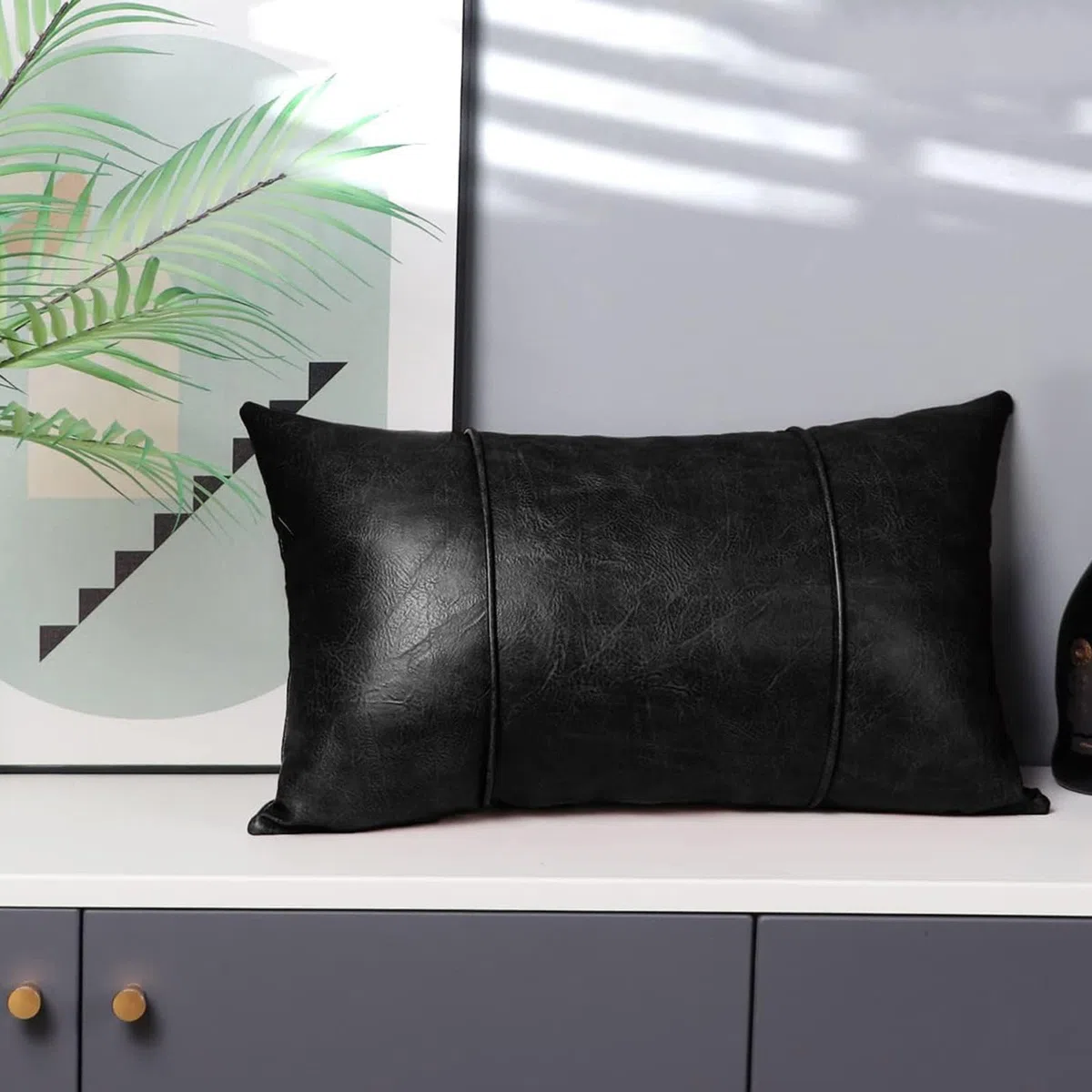 Cuscini Rettangolari Cuscini Copri Protezioni da Cuscini in Pelle Finta 45 Cm con Cerniere Rinforzate per Decori del Soggiorno