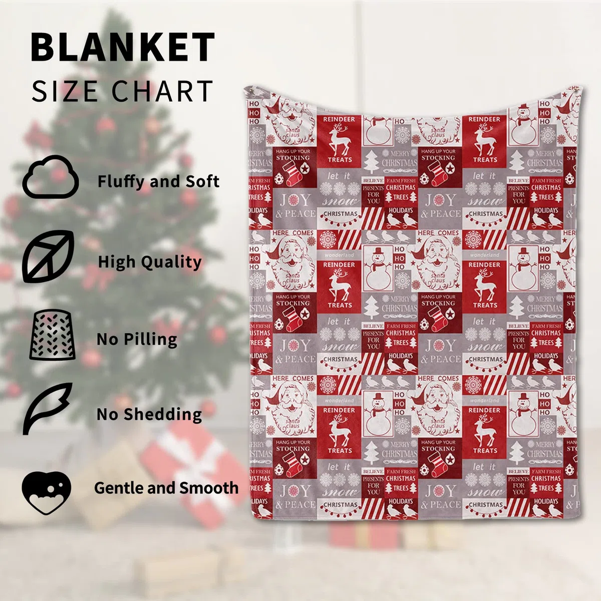 Coperta Sherpa di Natale Super Morbida e Soffice per TV, Divano e Letto - Decorazione Vacanza per Adulti e Bambini (A, 130x150cm)