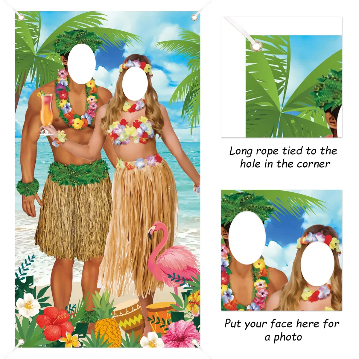 Sfondo per Foto Hawaiano, Hawaiano Festa Photo Booth Props, Coppia di Foto di Luau Prop Hawaiian Decorazioni per Feste, Luau Divertente Tropical Hawaiane Spiaggia Decorazione