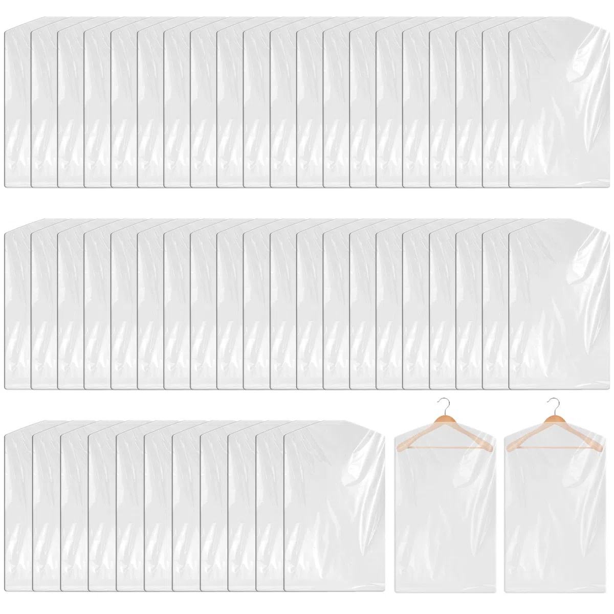 60 Sacchetti Trasparenti per Abiti Da Appendere - Protezione Antipolvere per Vestiti e Indumenti (60 x 90 cm)