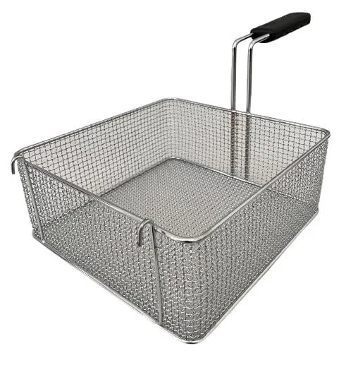 FCR0252 - CESTINO MADE IN ITALY PER FRIGGITRICE PROFESSIONALE MISURE 290X300X120H MM + GANCI IN ACCIAIO CROMATO CESTELLO FRIGGITRICE ACCIAIO