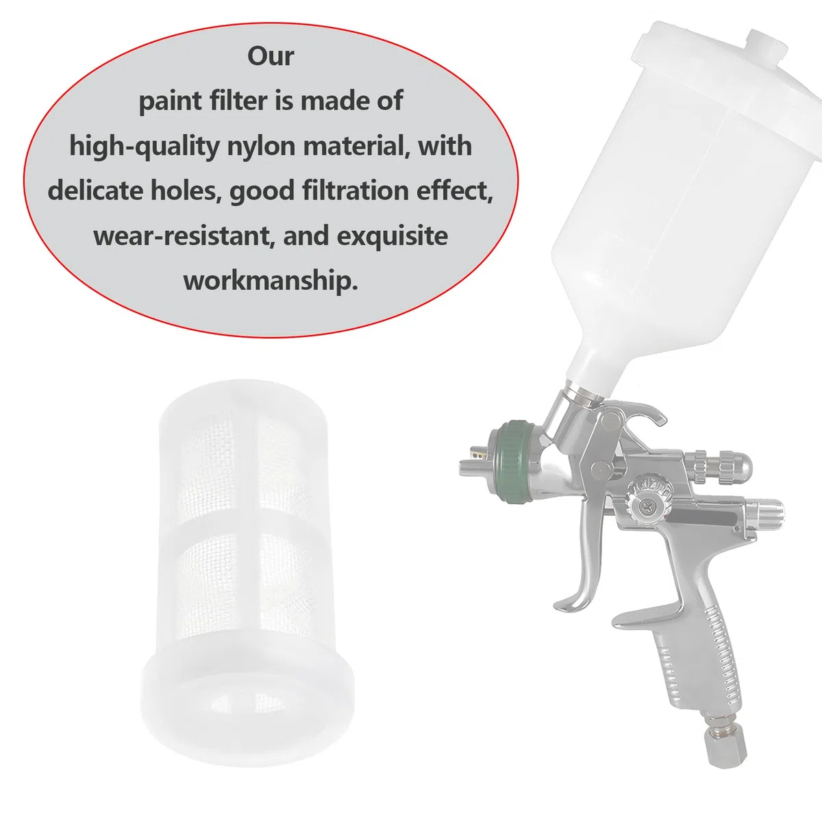 SG Store 10 Pezzi 50 Mesh Nylon Pistola A Spruzzo Filtri Di Vernice Lobster Pot Filtri Di Aspirazione Filtri Pistola Di Alimentazione Pneumatico Pistola A Spruzzo Di Vernice Filtro Bianco