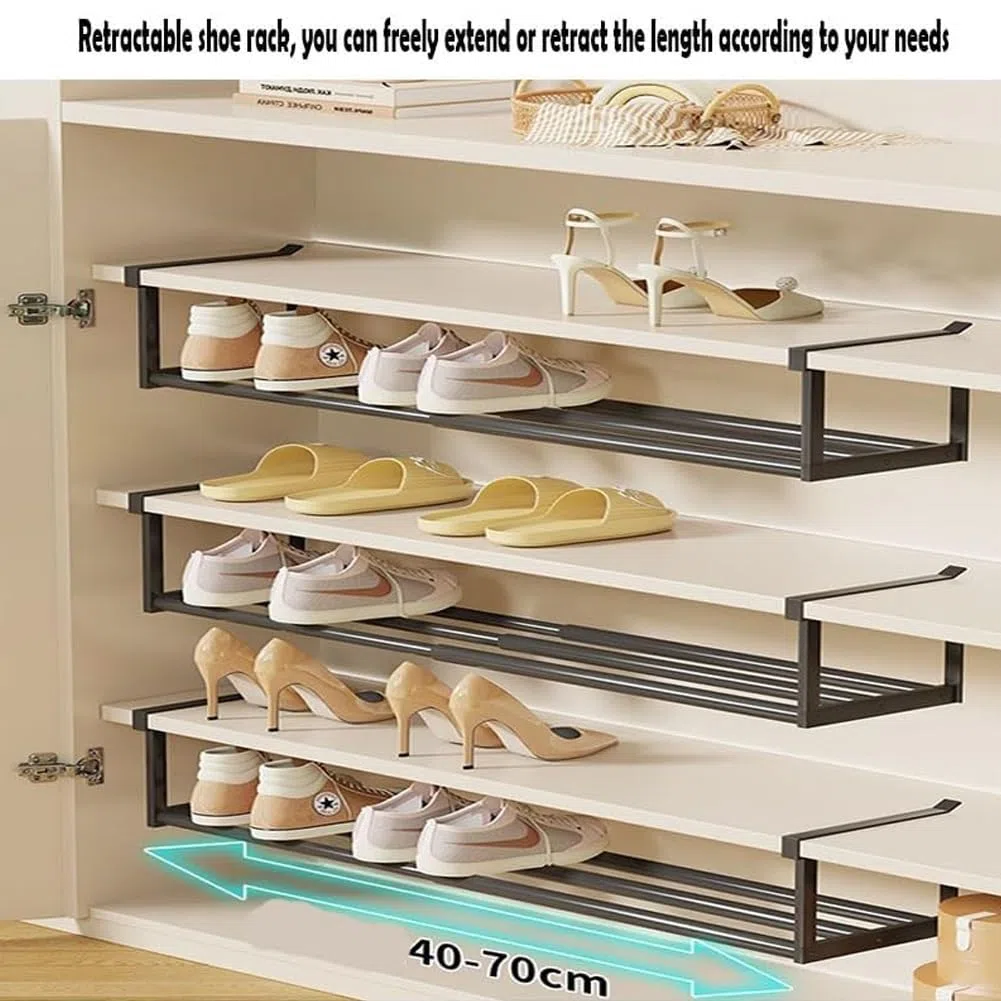 Slimdescent Cabinet Telescopic Shelf Shoes Rack, Retractable Expandable Shoe Rack Organizer for Closet, Upright Tall Skinny Slim Vertical Shoes Racks, Storage Narrow Standing Entryway(A#2PCS)