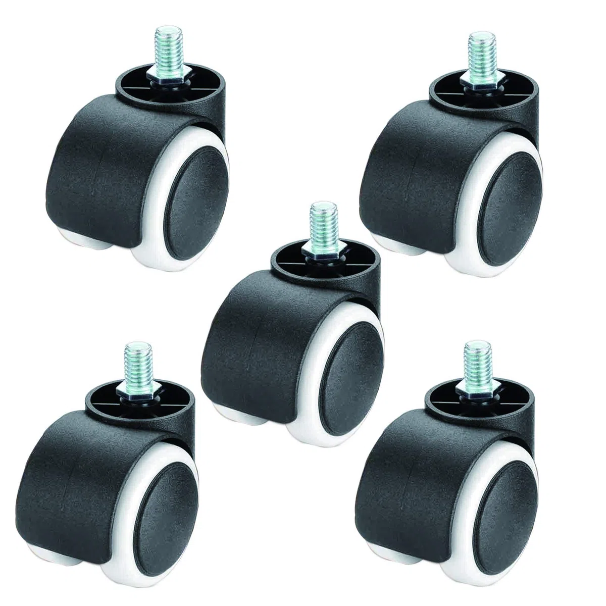 5 Pezzi Rotelle Per Sedia Da Ufficio Ruota Di Ricambio In Plastica Di Nylon,Gambo Filettato M10x15mm Ruota Sedia Da Ufficio Girevole Senza Graffi,Per Sedie Girevoli,Mobili,2 Pollice