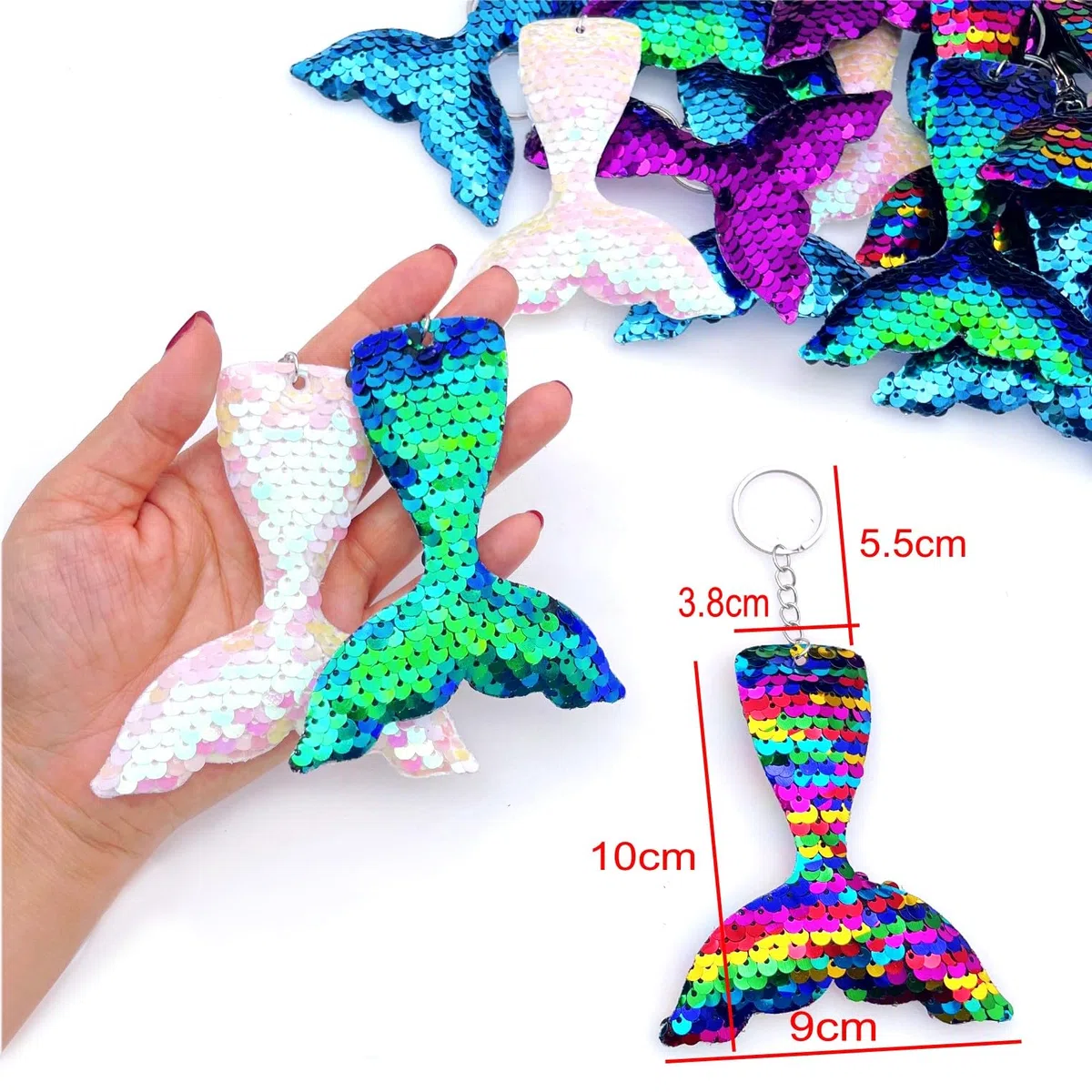 JZK 25 portachiavi con coda di sirena con paillettes per bambini e ragazze, bomboniere per feste di compleanno, decorazioni per feste a tema sirena, regali per feste per ragazze, riempitivi per