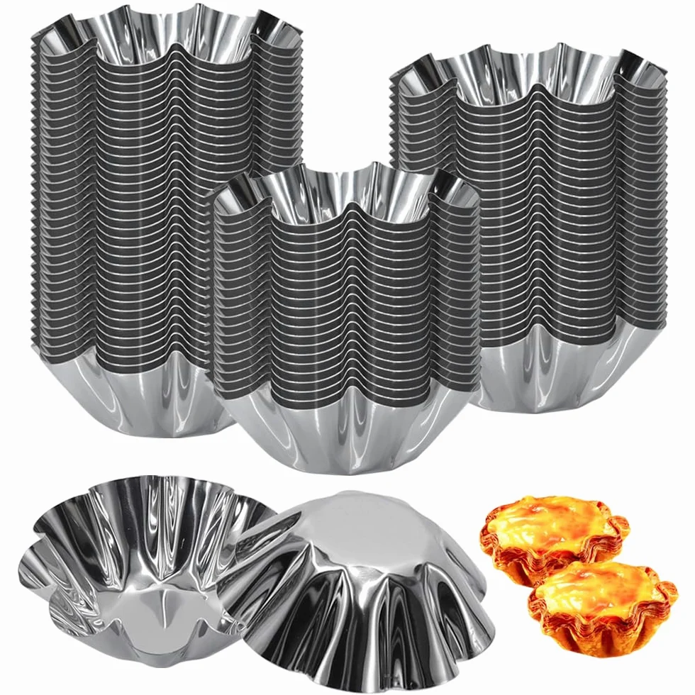 30 Pezzi Mini Stampi per Crostatine Antiaderenti Stampi perTartellette Stampo Muffin Utilizzato per Cupcakes Crostate all'uovo Budini Torte Dessert(Argento)