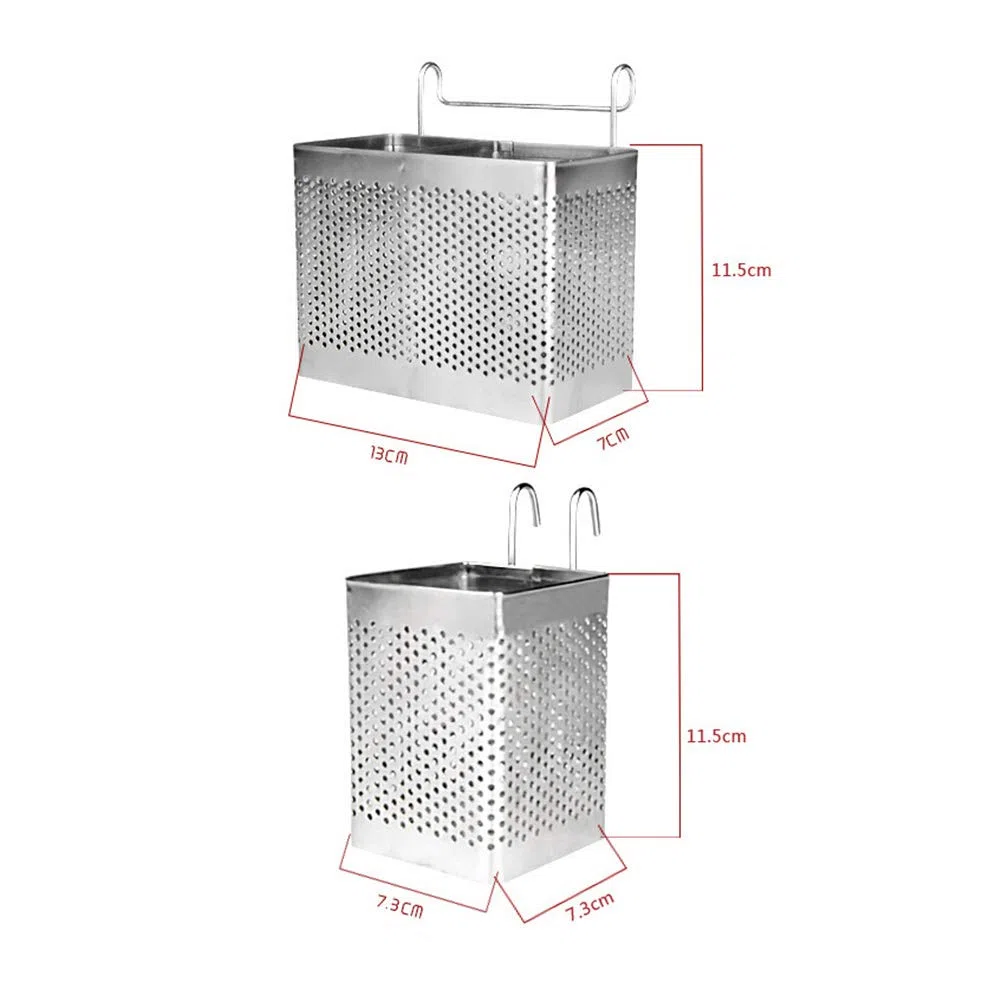 BESTonZON Porta Bacchette Da Appendere in Acciaio Inox Con Doppi Scomparti E Ganci Scolapiatti Sospeso Con Drenaggio Efficiente Per Cucina Organizzata