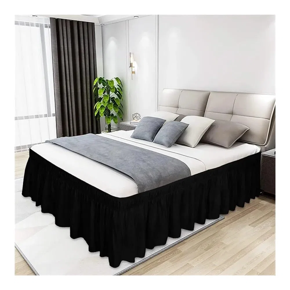 Mantovana giroletto con volant, per letti queen size, caduta 38 cm (15 pollici), con elastico regolabile, volant antipolvere facile da montare, tessuto resistente alle pieghe (bianco, 160 x 200 x 38