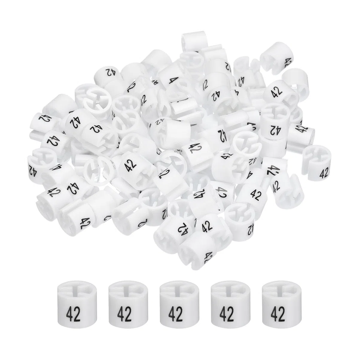 QUARKZMAN Segnataglie per Appendini Colorati Abiti Marcatore Appendini Etichette Abbigliamento (Numero 42, Bianco)per Codifica a Colori Abbigliamento, 100pz