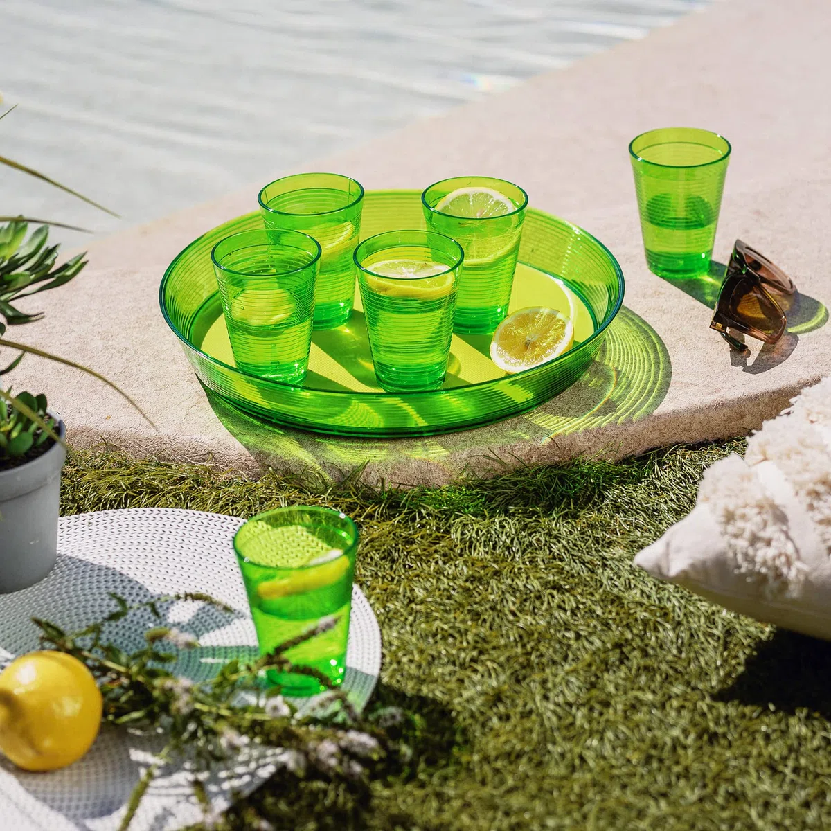Omada Design 6 Bicchieri in Plastica rigida da 275 ml, Impilabili, Infrangibili, Riutilizzabili, Lavabili, Linea Samba