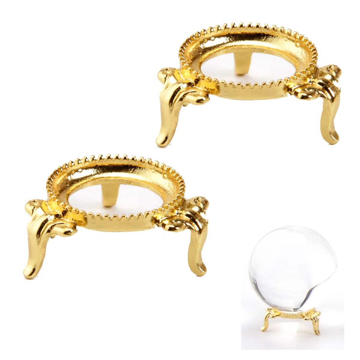 2 pcs,Supporto Della Sfera Di Cristallo,Base A Sfera Di Cristallo Supporto,Supporto Per Sfera Di Cristallo,Sfera Di Cristallo Base In Metallo,Per Sfere Di Cristallo (Oro 2)