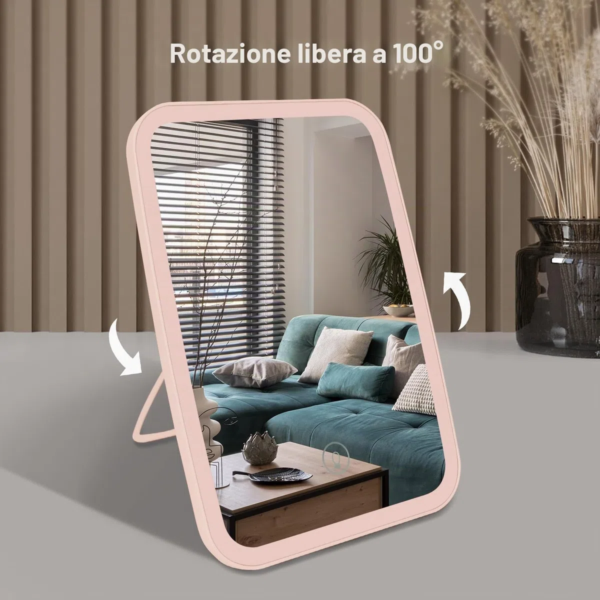 OWill Specchio Trucco con Luci, Specchio Portatile con Sensore Touch Dimmerabile a 3 Velocità, Specchio Led Ricaricabile per Bagno, Camera da Letto, Viaggi