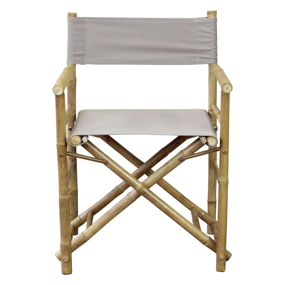 milani home - poltrona regista pieghevole, bamboo e tessuto, tortora e marrone, seduta pieghevole outdoor