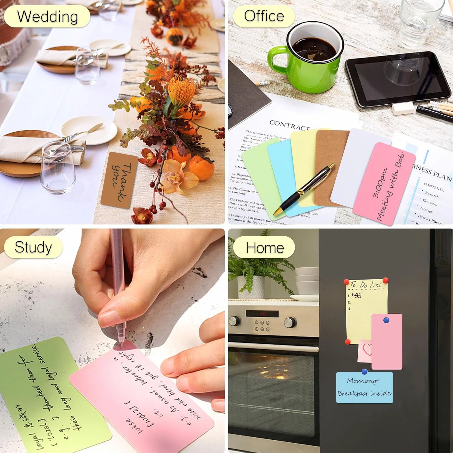 Biglietti di Carta Bianca 600 pezzi, RUNEAY 87 x 49mm Carta Kraft Colorata 6 Colori Biglietti di Comunicazione, Graffiti, Memoria, Carte DIY, Carte Educative vuote per l'apprendimento