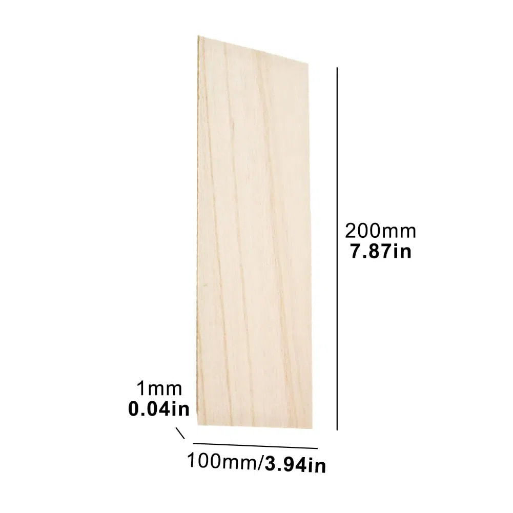 Confezione da 12 fogli di legno di balsa (200 x 100 x 1 mm), leggeri e versatili per artigianato, progetti fai da te, modelli in legno, pittura, incisione e decorazioni per la casa