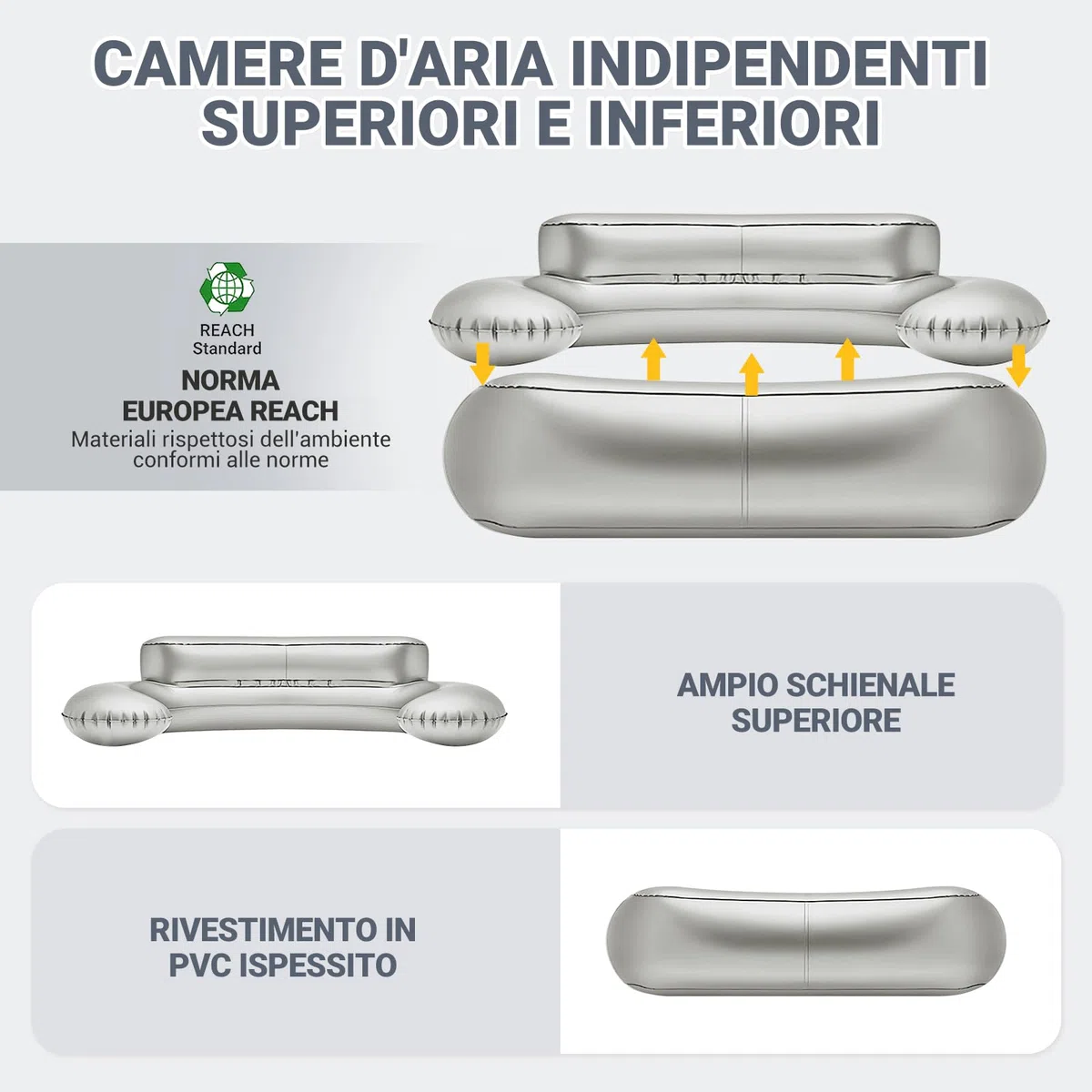 KingCamp Divano Gonfiabile ad Aria 2 Posti, con Pompa a Pedale, Alta Qualità Robusto, Copertura Esterno in Tessuto Rimovibile Lavabile, Adatto per Campeggio, Casa, Giardino, Festival Musicale ecc.