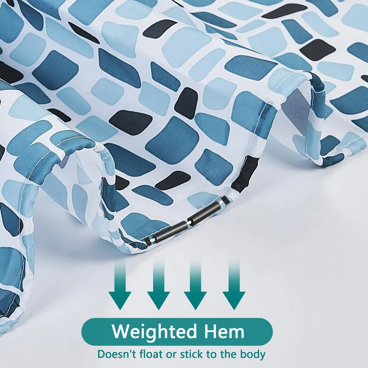 Tenda Doccia 180x200cm, Tenda per Doccia Impermeabile Polyester Lavabile con 12 Anelli, Orlo Ponderato, Blu Mosaico