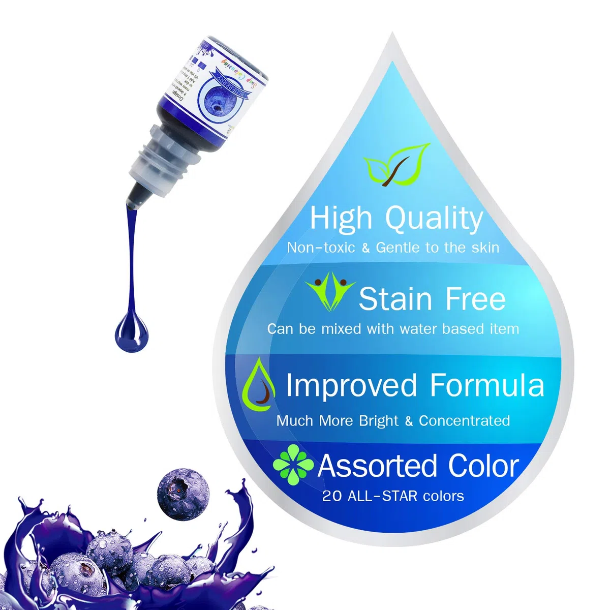 20 Coloranti per Bombe da Bagno per Produzione di Sapone Artigianali - Liquido Concentrato fai da te, Slime, Creazioni - Flaconi di 6ml