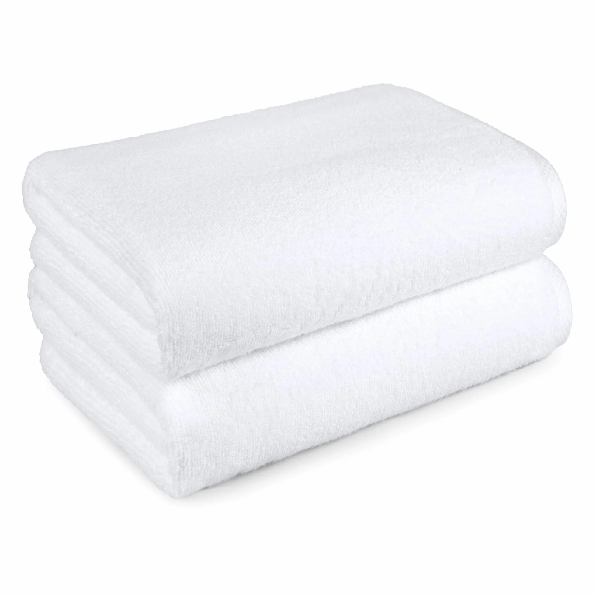 Amazon Basics Set Asciugamani Bagno Spugna 100% Cotone Telo Doccia 70x140 cm, Bianco, Confezione 2 Pezzi