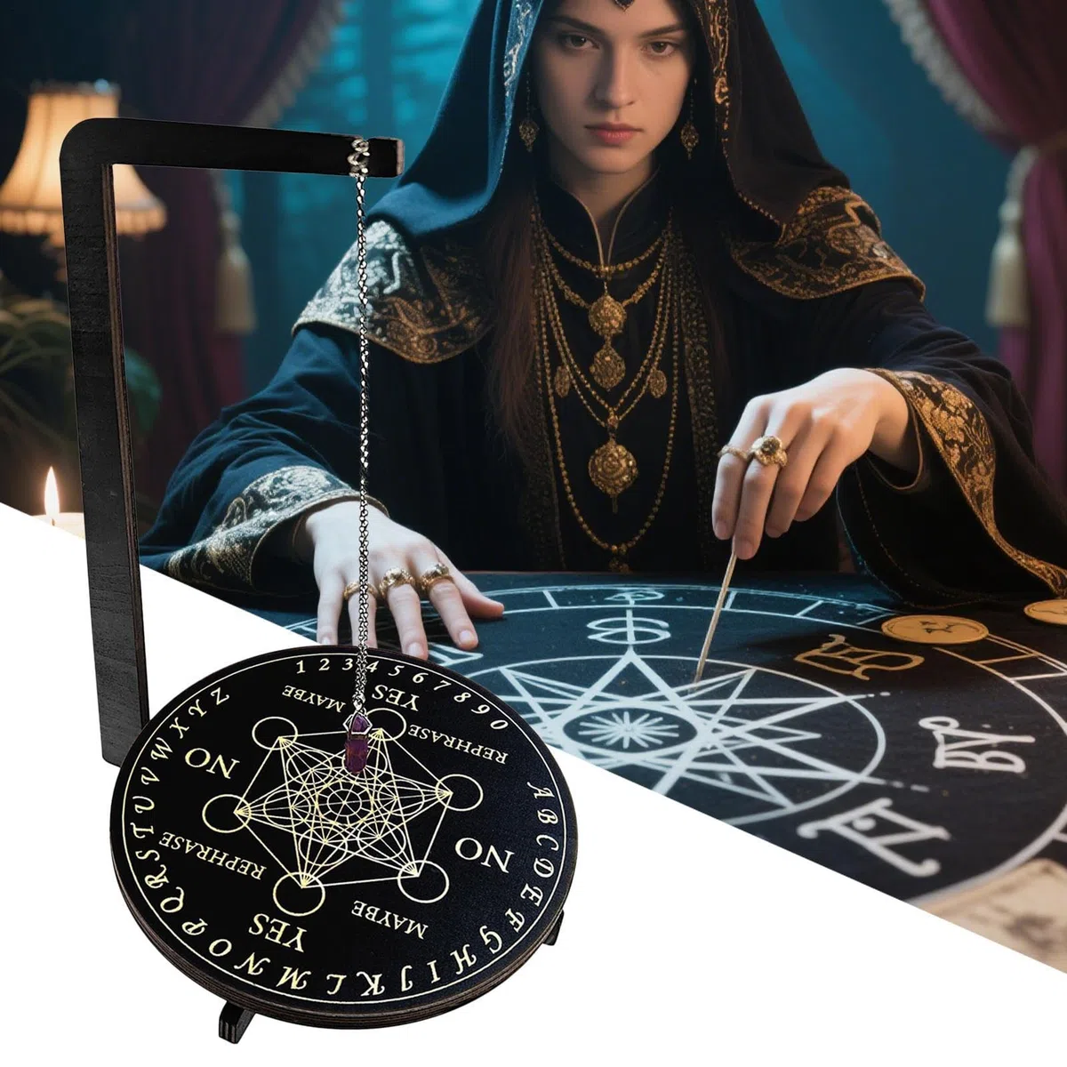 Pendulum Stand - Tavola Di Guida Spirituale Per Pendolo,Accessori Mistici Per Meditazione Pulizia Spirituale Lettura Tarocchi Impostazione Altare