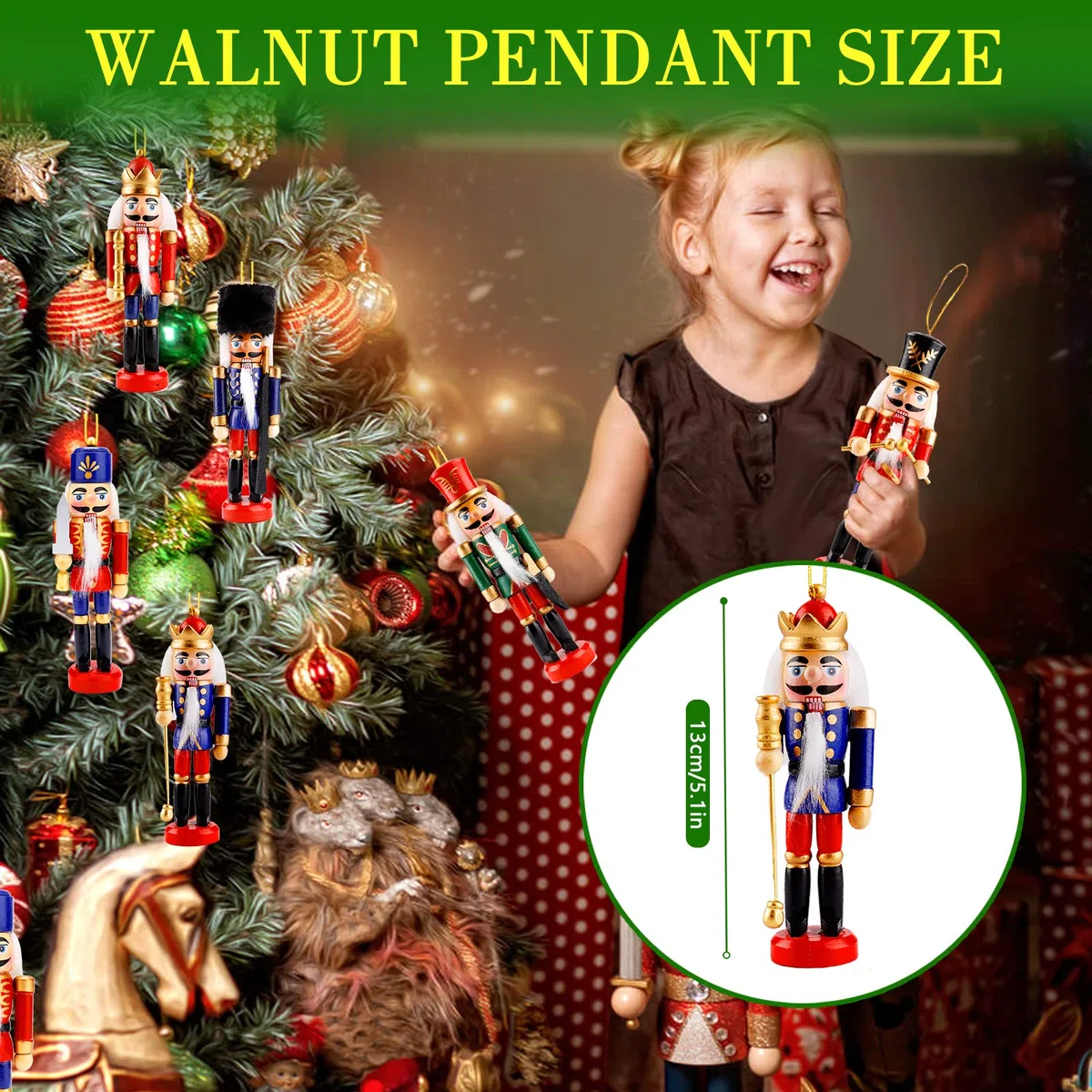 Frasheng 6 Pezzi Schiaccianoci di Natale,Schiaccianoci Natalizi Soldatino Tradizionale in Legno Fatto a Mano,Soldato Schiaccianoci Natalizio in Legno,Soldatini Decorazioni Ideali per Albero di Natale