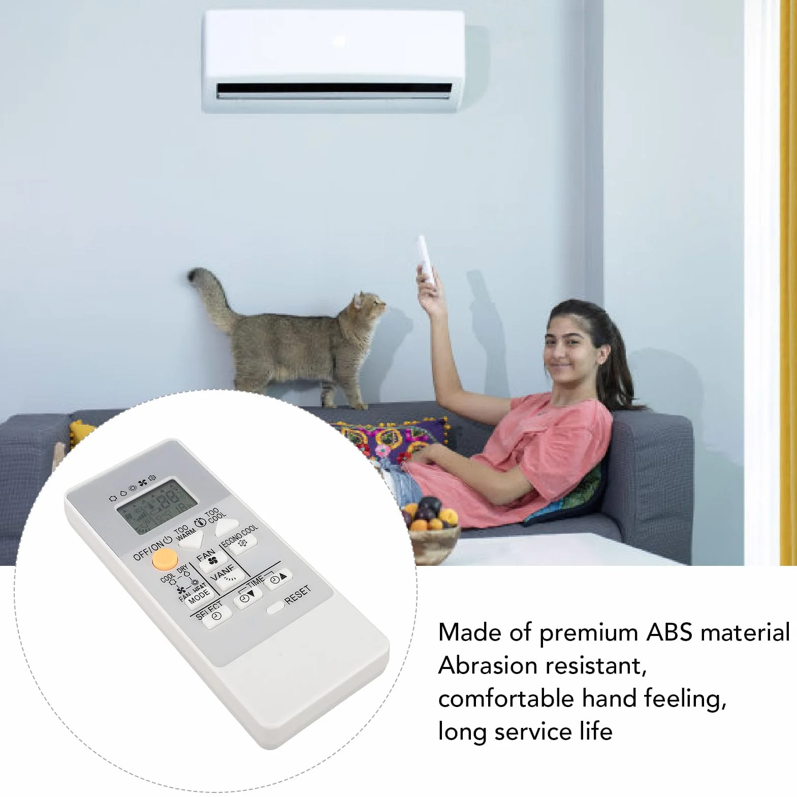 Telecomando per Condizionatore RH18A, Telecomando Universale AC di Ricambio Adatto per Condizionatori Elettrici MSZ HR25VF, MSZ HR35VF, MSZ HR42VF, MSZ HR50VF
