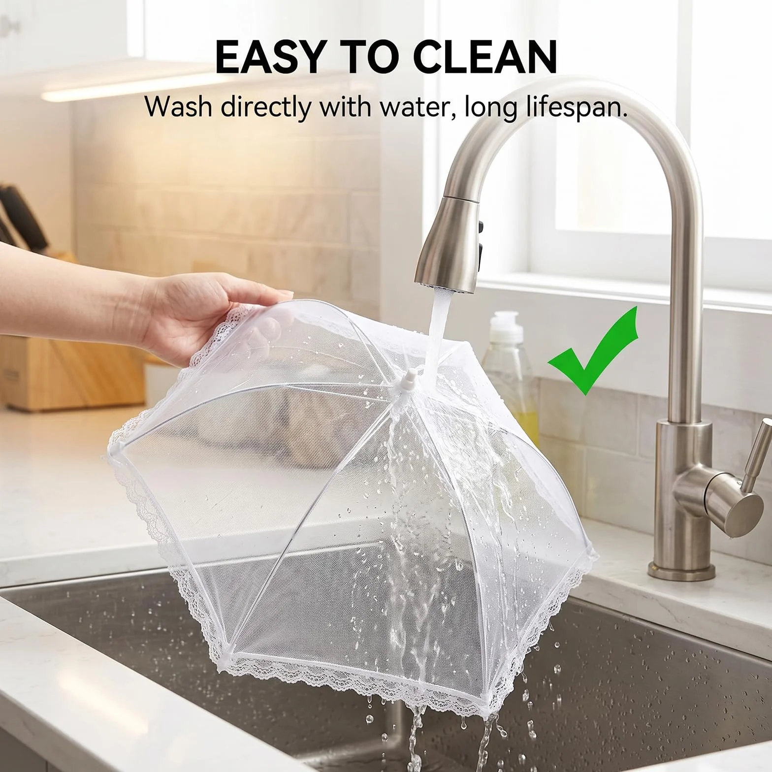 Coprivivande a Rete Pieghevole, 4 Pezzi Anti Insetti Coperture per Alimenti, Coprivivande a Rete Pop Up, Copertura Tende Ombrello Per Il Cibo per Cibo Frutta Picnic, Bianco, 60 cm