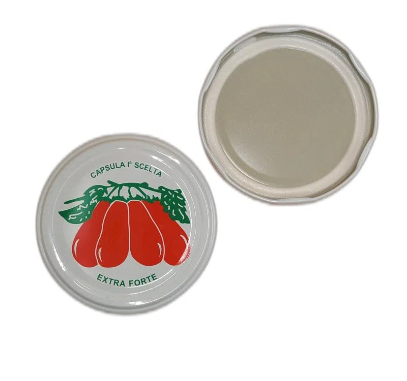 Capsule Twist Off mm.53 Disegno Pomodori Per Barattoli In Vetro Coperchi Per Vasi Conserve Pomodoro Passate Casalinghe (100)