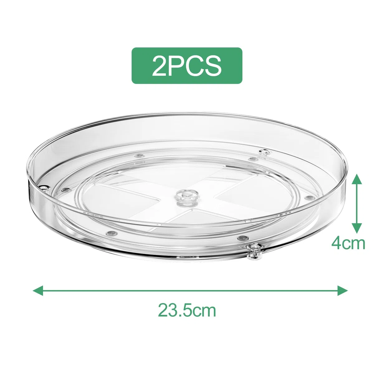 Avesteir 2 pezzi Organizer da Cucina Girevole Trasparente, Porta Spezie Piccolo Piatto Girevole in Plastica Senza BPA per la Dispensa, Portaspezie Rotante per Riporre Barattoli e Spezie