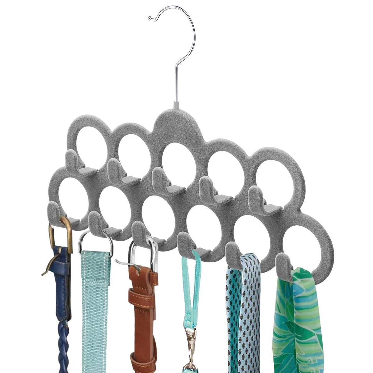 ManGotree Gancio per sciarpe e accessori, organizer con 11 passanti e ganci per scialli, confezione da 2 (Grigio)