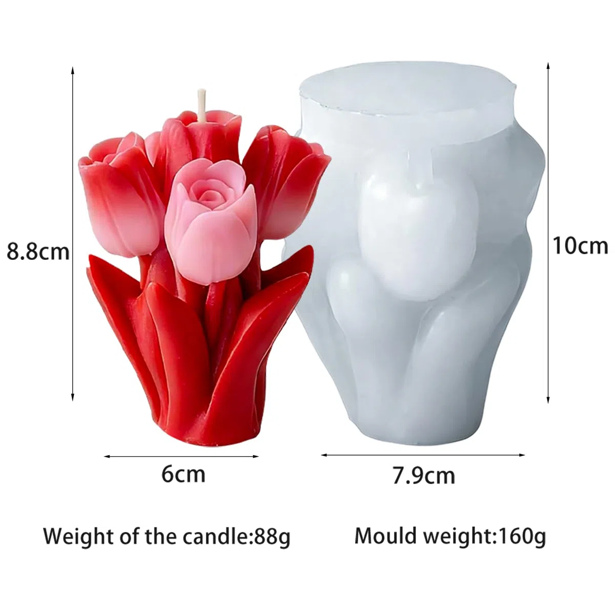 stampi candele stampi candele tulipani stampo in silicone per resina fiori per candele cale per Torta Cioccolato Sapone Candela Ice Cube