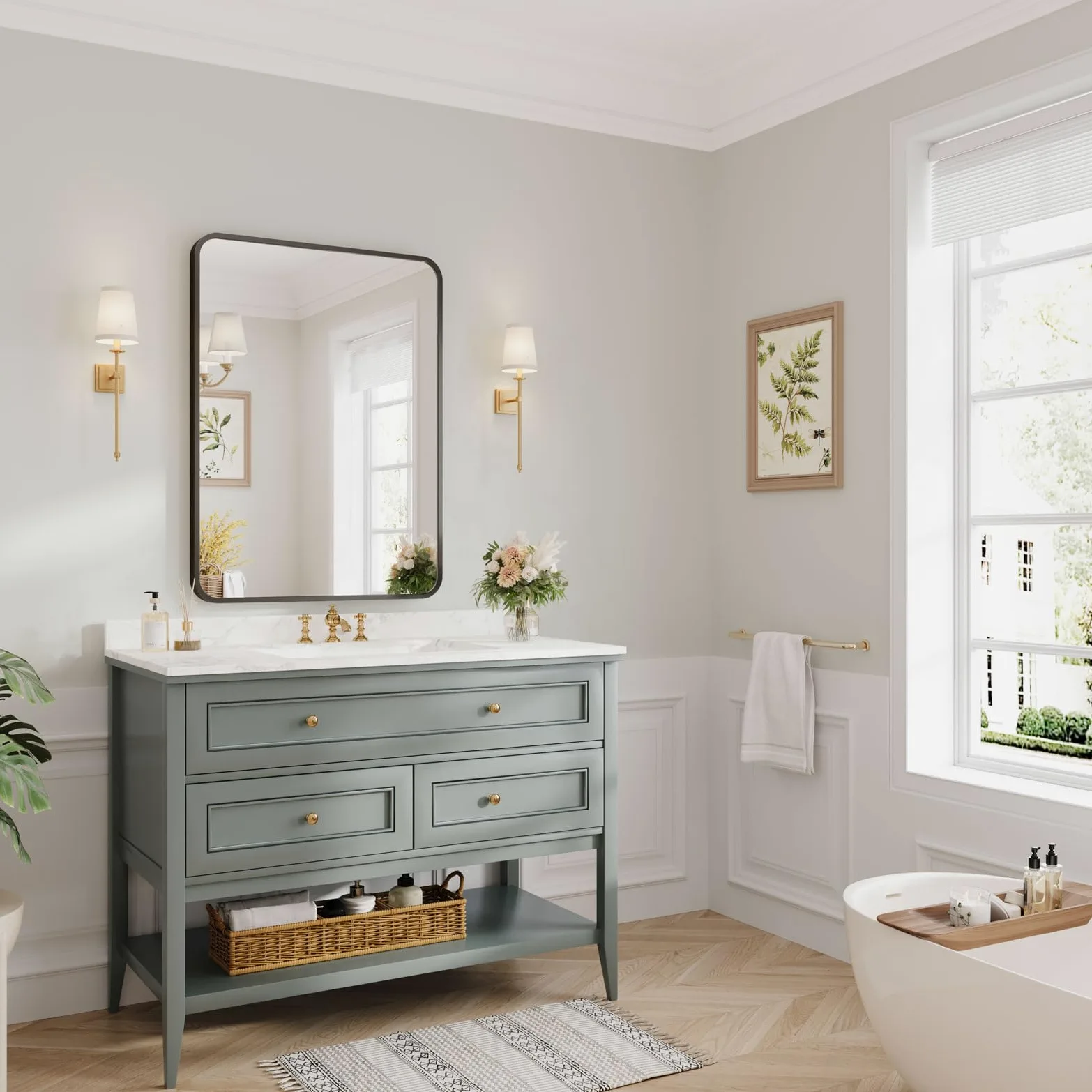 Dripex Specchio da parete Rettangolare, 55 x 75 cm HD Specchio con cornice in alluminio,Specchio cosmetico, infrangibile specchio decorativo per Bagno Spogliatoio Soggiorno (Nero)