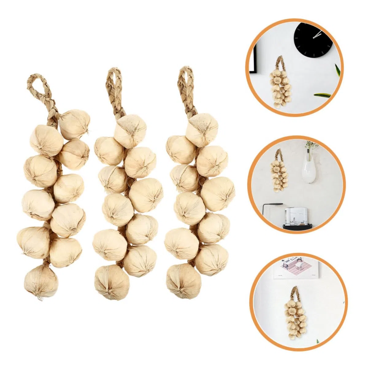 3 Pezzi Finta Treccia Aglio Artificiale Realistica in Decorazione per Cucina e Casa Accessorio Fotografico e Educativo