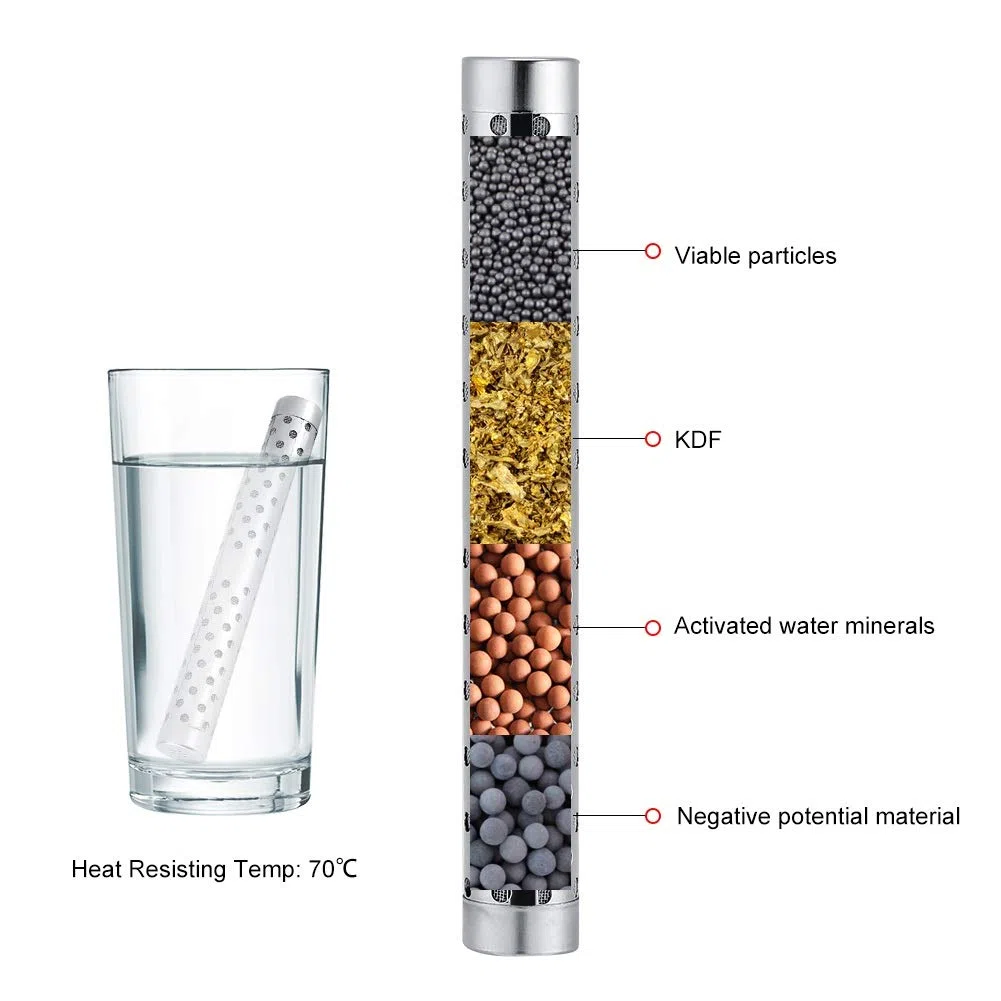 Stick Acqua Alcalina, Stick Idrogeno Acqua Alcalina Portatile Stick Filtro Ionizzatore Minerali Bacchetta in Acciaio Inox Bastone Alcalina Idrogeno