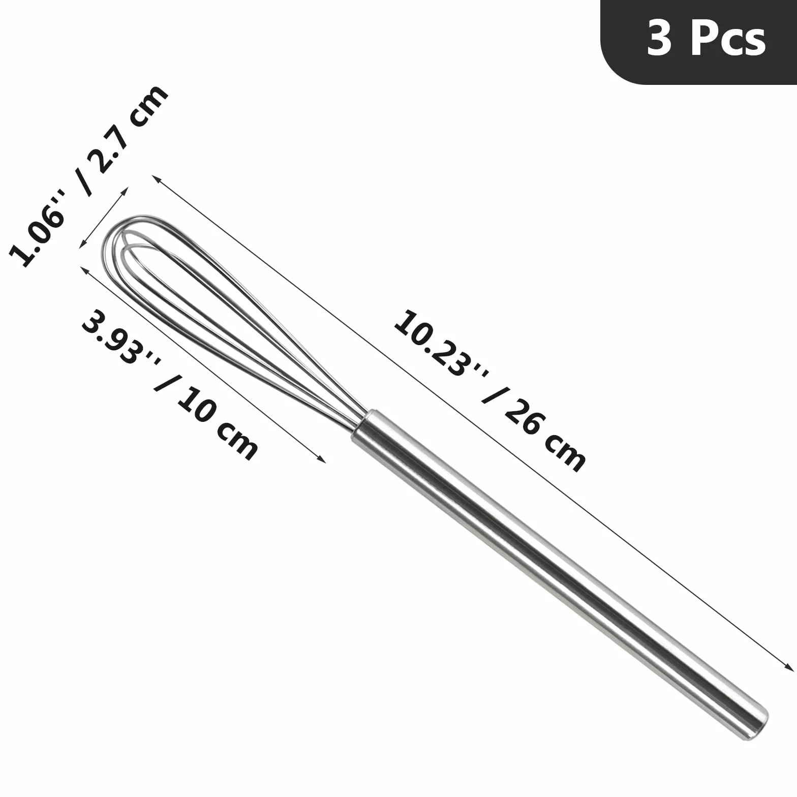 Webake Set di 3 Fruste in Acciaio Inox - Mini Frusta per Mescolare, Montare e Frustare