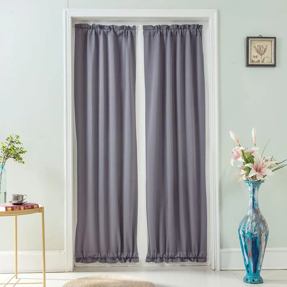 Moderne Tende Oscuranti per Interni Tinta Unita Lungo Blackout Tenda a Pieghettata Trattamenti per finestre Tendaggi Privacy Protetta per Soggiorno Camera da letto DaGrigio
